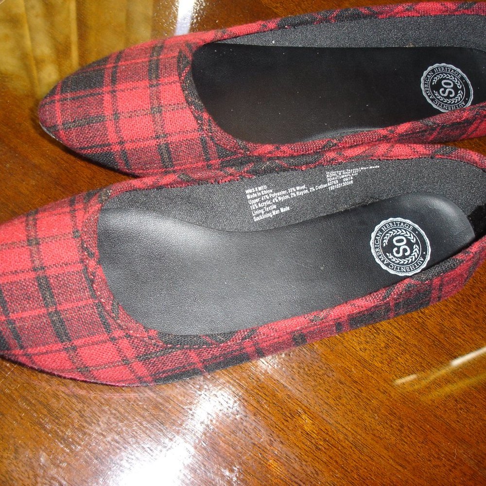 Pointed Toe Plaid Fabric Flats